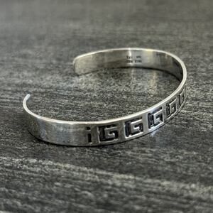 Vintage Mexico‎ 925 Sterling Greek Key Slim Cuff Bracelet Taxco Style